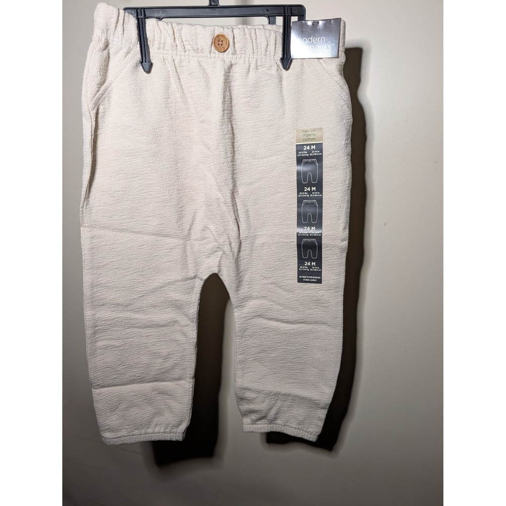 Modern Moments Gerber Organic Cotton Pants Neutral Cream Textured 24M NWT